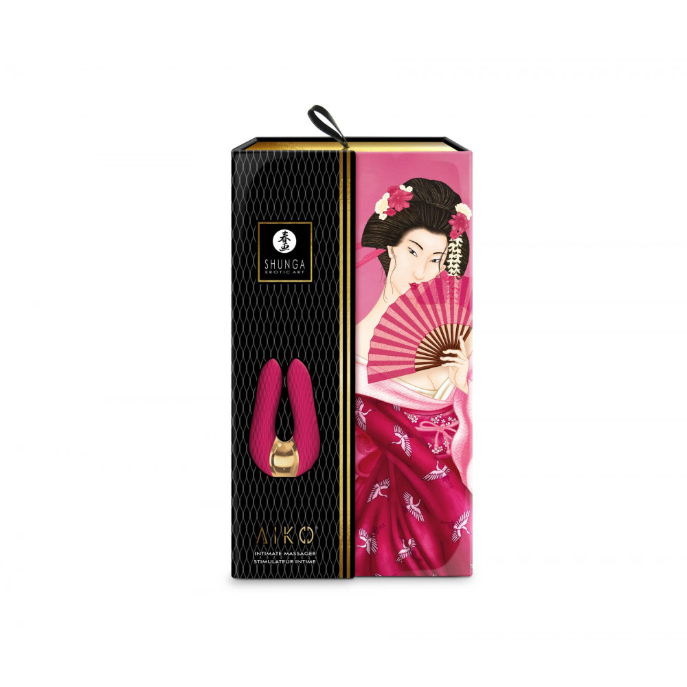 Вибромассажеры - Вибратор для клитора Shunga Aiko Raspberry, гибкие кончики 4