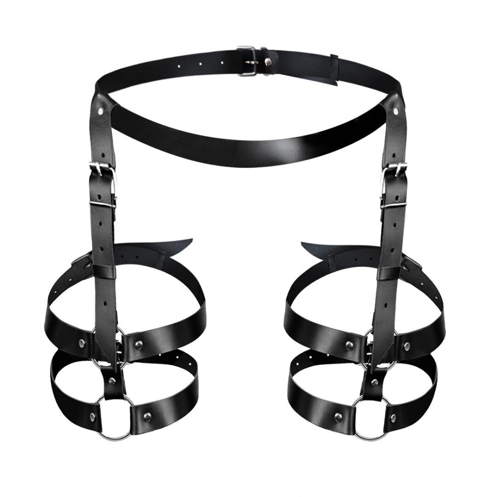 Чокеры, портупеи - Кожаные гартеры Art of Sex - Melani Leather garters, Черные XS-M