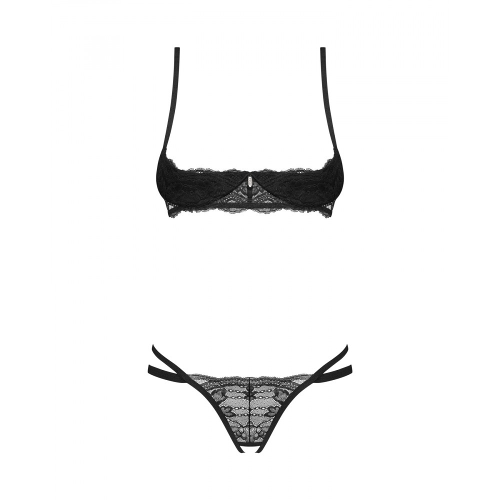 Эротические комплекты - Комплект Obsessive Nutris 2-pcs crotchless set M/L 2