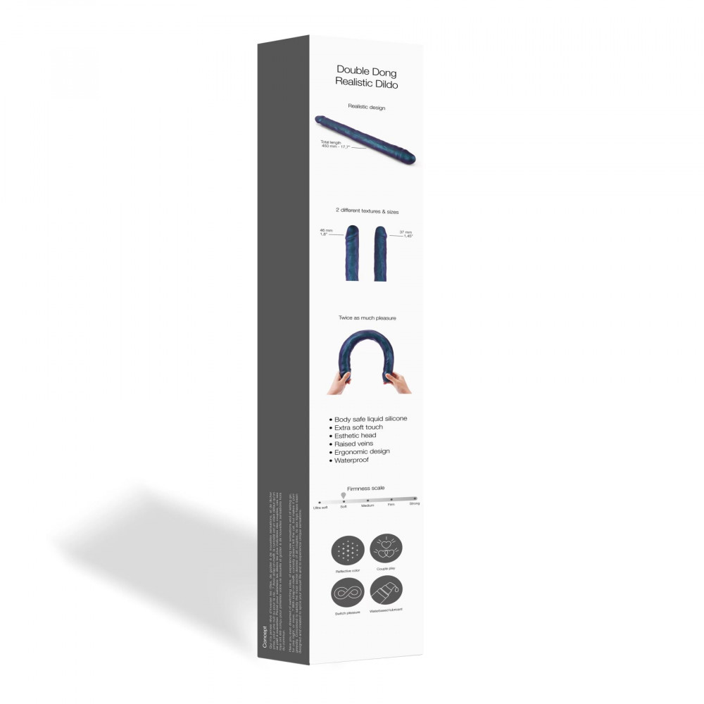 Фаллоимитаторы на присоске, двойные - Фаллоимитатор двойной Strap-On-Me DOUBLE DONG REALISTIC DILDO - SNAKY METALLIC COLOR 3