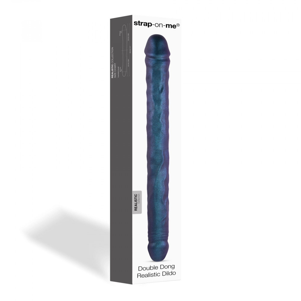 Фаллоимитаторы на присоске, двойные - Фаллоимитатор двойной Strap-On-Me DOUBLE DONG REALISTIC DILDO - SNAKY METALLIC COLOR 2