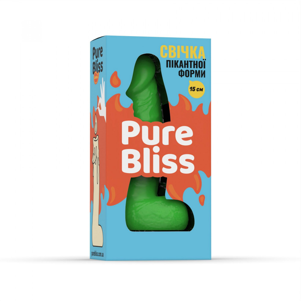Секс приколы, Секс-игры, Подарки, Интимные украшения - Свеча в виде члена Pure Bliss MINI Green 15 см 5