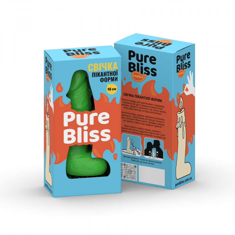 Секс приколы, Секс-игры, Подарки, Интимные украшения - Свеча в виде члена Pure Bliss MINI Green 15 см 6