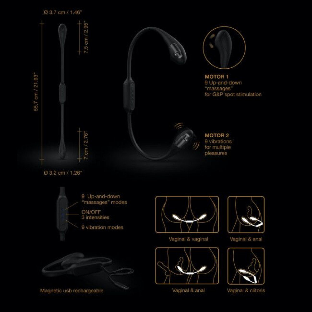Вибратор - Вибратор на гибкой сцепке со стимуляцией пальчиком Dorcel DUAL EXPLORER 10