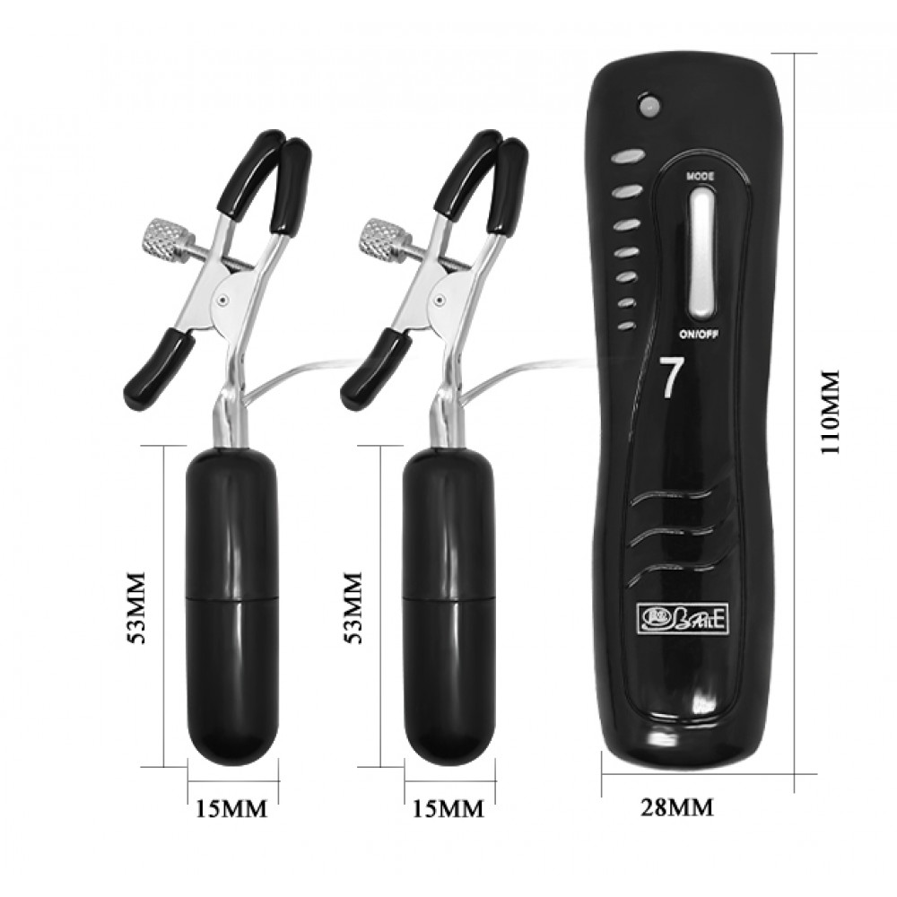Вибратор - Вибростимулятор для груди BAILE - Vibrating Nipple Clamps, BI-036020 4
