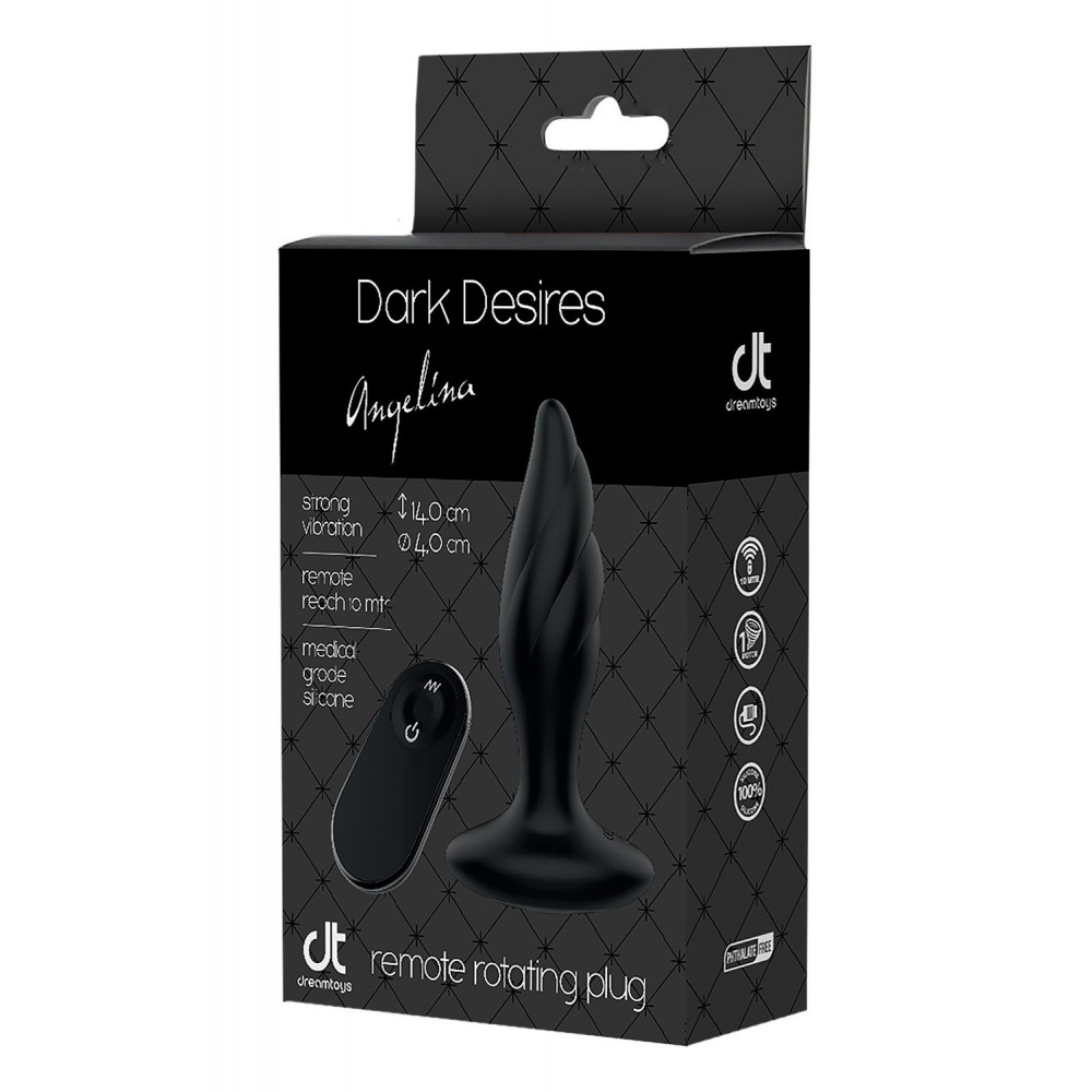 Анальные вибраторы - Волнистая анальная пробка с пультом управления.DARK DESIRES ANGELINA 3
