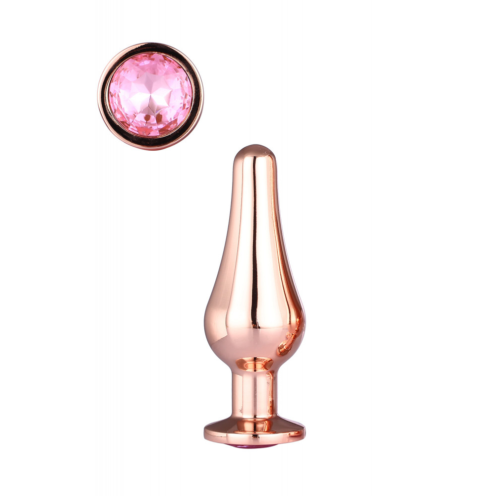 Анальная пробка со стразом - DT21826 Анальная пробка конической формы Dream Toys GLEAMING LOVE ROSE GOLD PLEASURE PLUG S