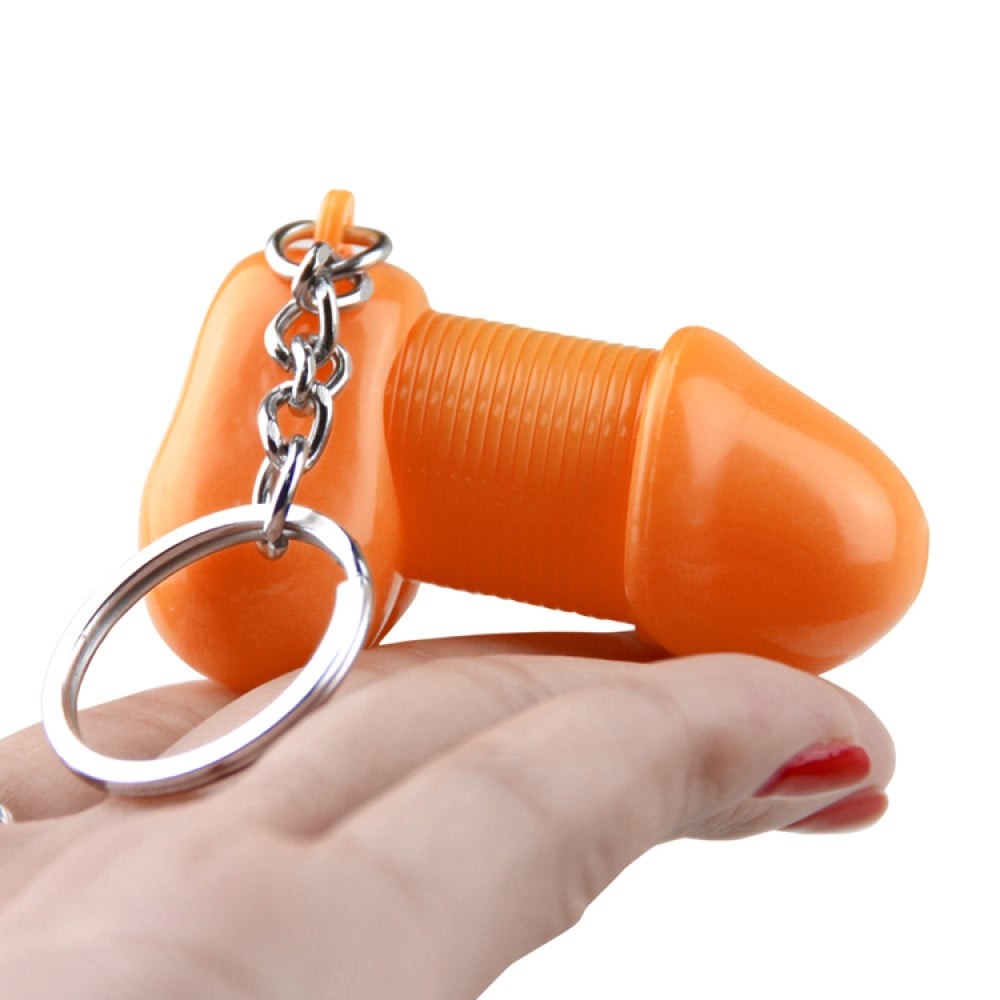 Секс игрушки - Брелок в виде пениса на пружине Roomfun SEXY MOBILE Key Ring оранжевый