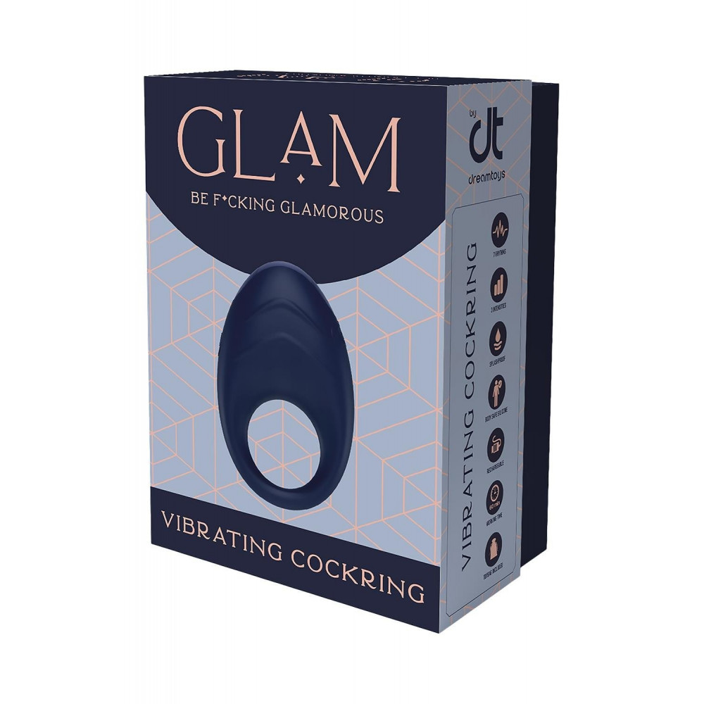 Секс игрушки - Гламурное вибрационное кольцо для пениса Dream Toys Glam синее 5