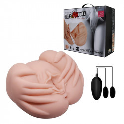 Мастурбатор с двойной вибрацией и двумя входами Crazy Bull - Realistic Vagina and Anal, BM-009022Z-1