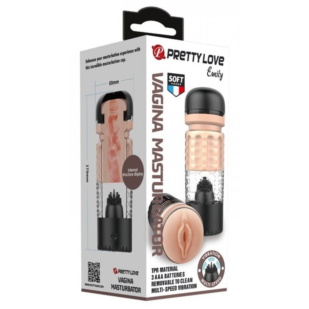 Мастурбаторы вагины - Мастурбатор вагина с вибрацией PRETTY LOVE - Emily, BM-00900T65 1
