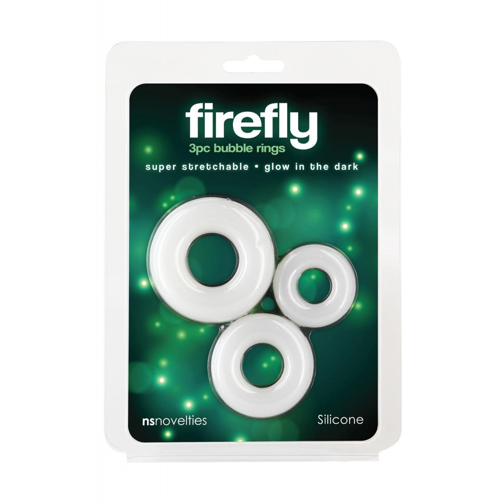Секс игрушки - Набор из 3-х эрекционных белых колец NS Novelties Firefly светящиеся в темноте 3