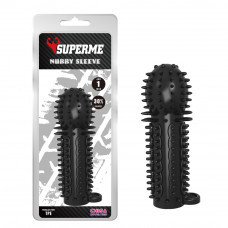 Насадка рельефная Chisa SUPERME Nubby Sleeve с кольцом на мошонку, черная