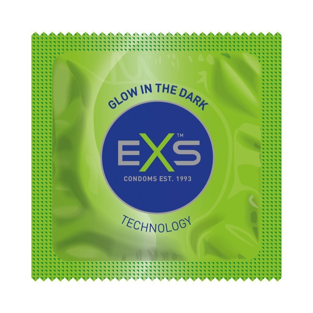 Лубриканты - Презервативы флуоресцентные EXS Glowing веганские (цена за пачку, 3 шт.) 1