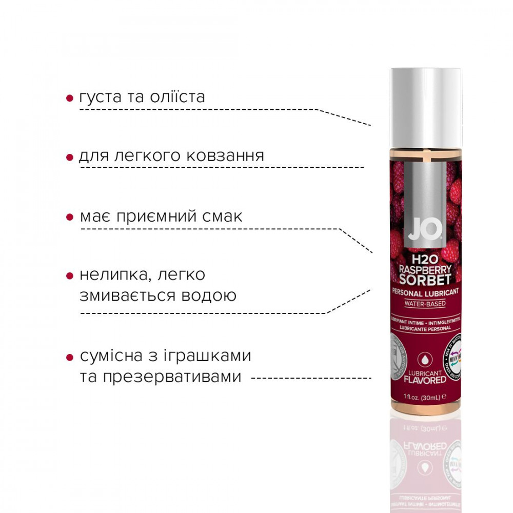 Оральные смазки - Смазка на водной основе System JO H2O — Raspberry Sorbet (30 мл) без сахара, растительный глицерин 3