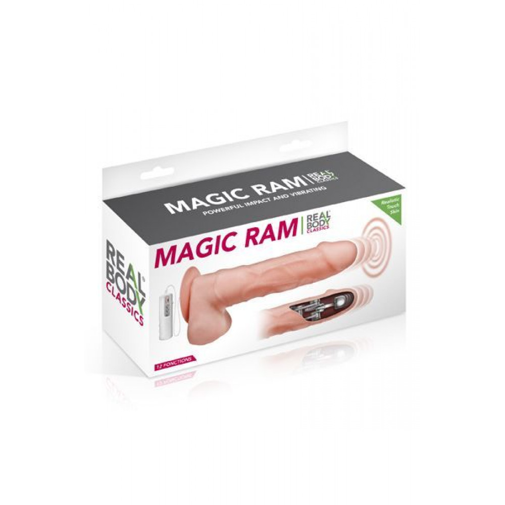 Вибраторы пульсаторы - Фаллоимитатор-пульсатор с вибрацией Real Body - Magic Ram, диаметр 4см, движение вперед-назад 1