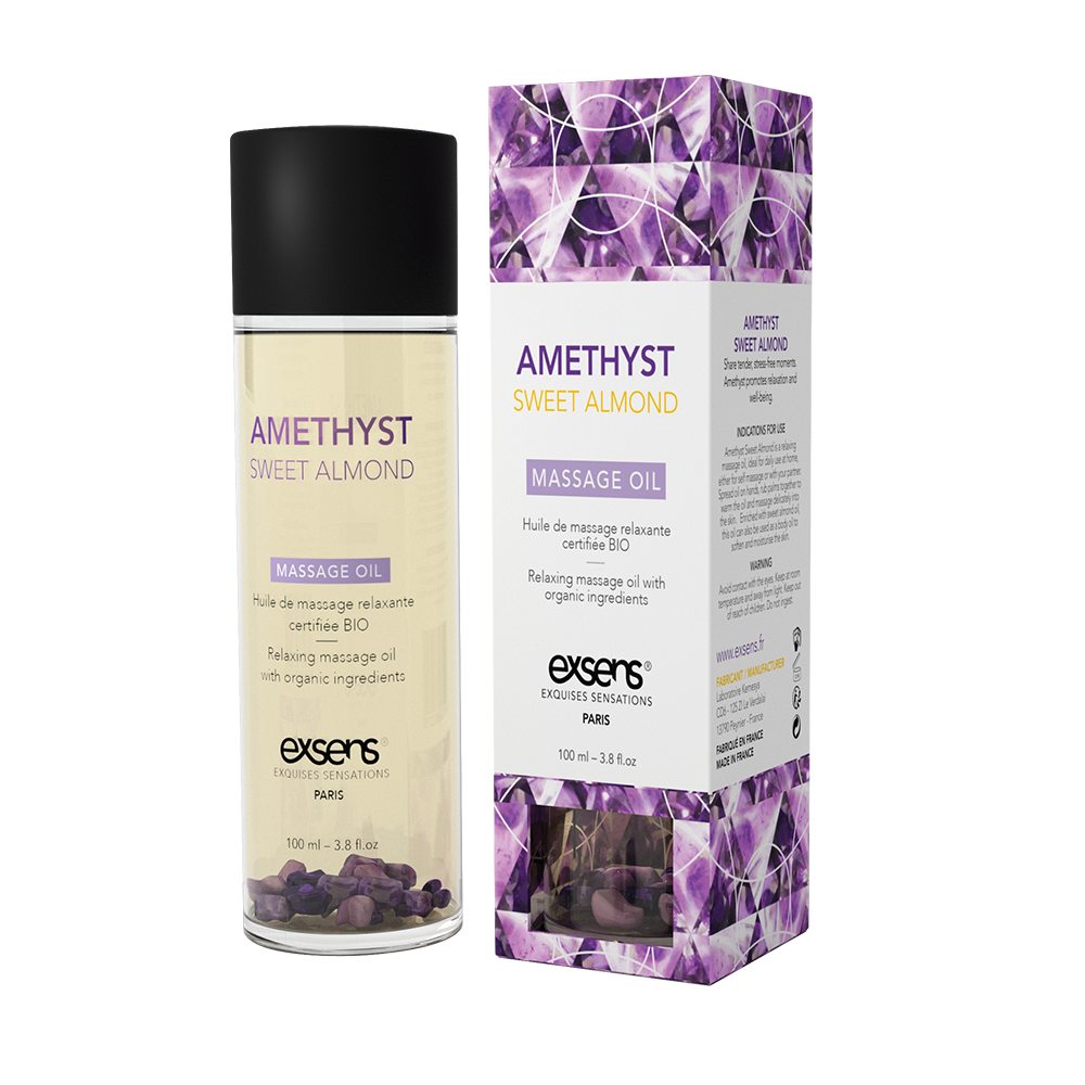 Массажные масла - Массажное масло EXSENS Amethyst Sweet Almond (расслабляющее с аметистом) 100мл, натуральное