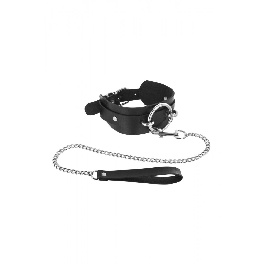 Ошейники, поводки - Ошейник с большим кольцом и с поводком Fetish Tentation Ring and Leash 1