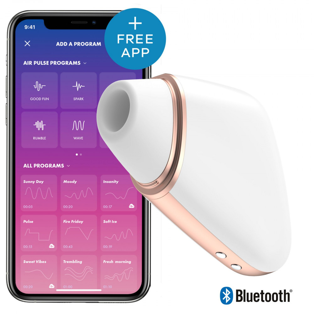 Вибраторы вакуумные - Вакуумный клиторальный стимулятор Satisfyer Love Triangle White с управлением через интернет