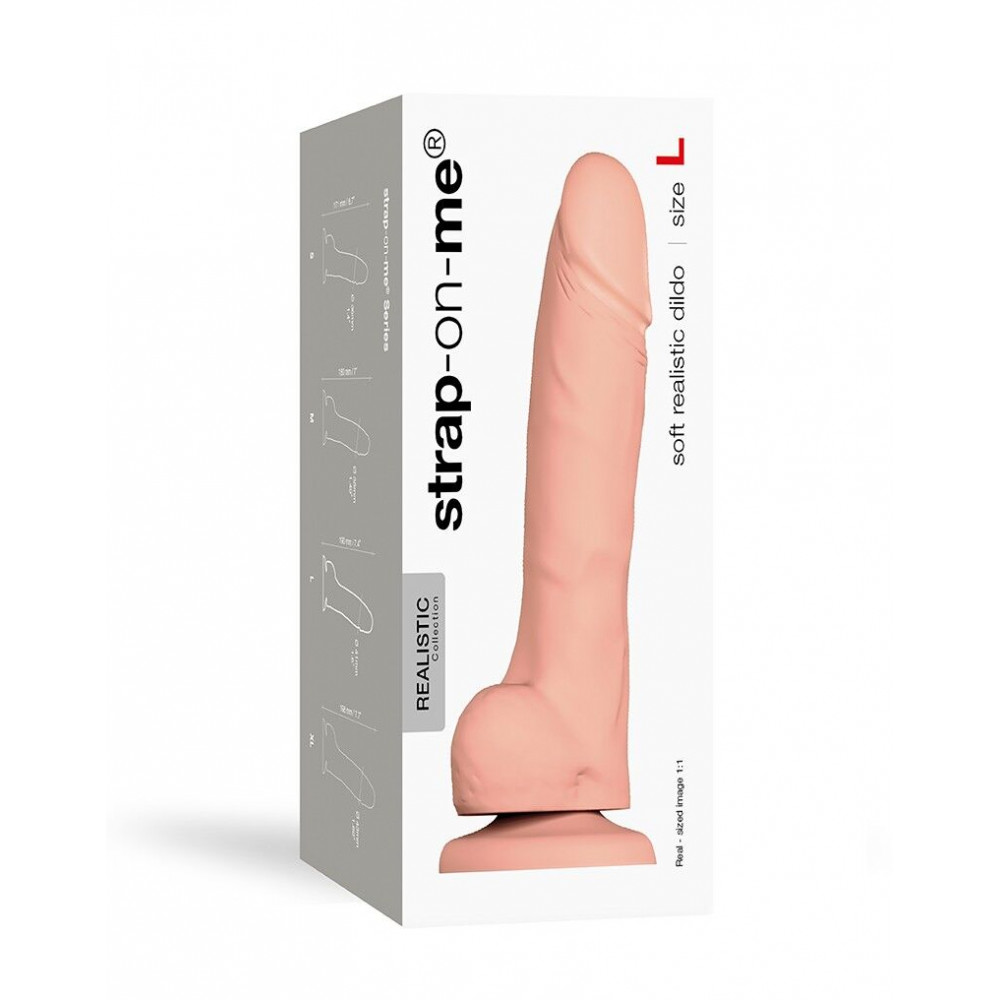Фаллоимитаторы на присоске, двойные - Реалистичный фаллоимитатор Strap-On-Me SOFT REALISTIC DILDO Vanilla - Size L 1