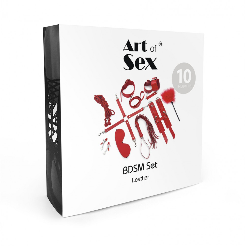 Наборы для БДСМ - Набор Art of Sex - BDSM Set  Leather, 10 предметов, натуральная кожа, Черный 1