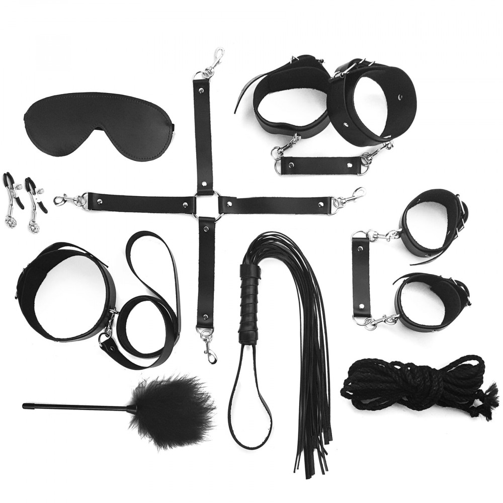 Наборы для БДСМ - Набор Art of Sex - BDSM Set  Leather, 10 предметов, натуральная кожа, Черный 3