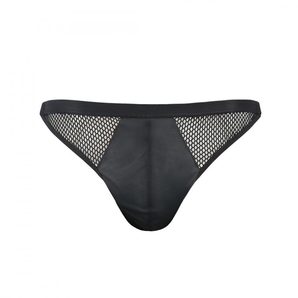 Стринги, трусы и шорты - Мужские открытые слипы Passion 034 Open Luke XXL/XXXL Black, экокожа 2