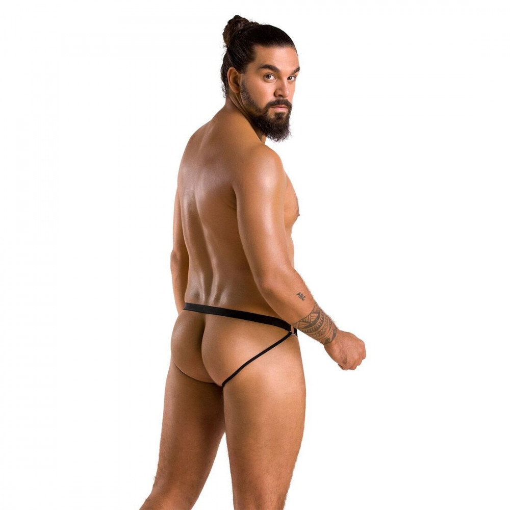 Стринги, трусы и шорты - Мужские открытые слипы Passion 034 Open Luke XXL/XXXL Black, экокожа 3