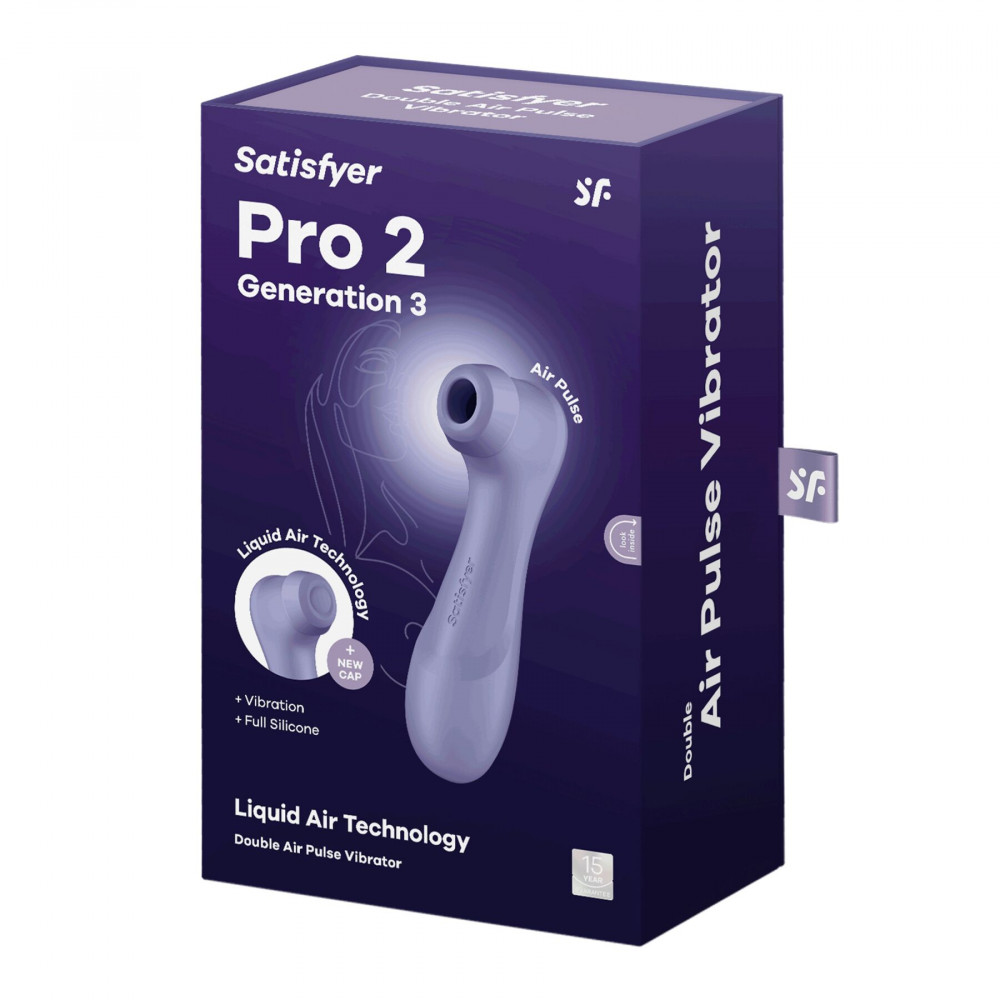 Вибраторы вакуумные - Вакуумный клиторальный стимулятор Satisfyer Pro 2 Generation 3 with Liquid Air Lilac 1