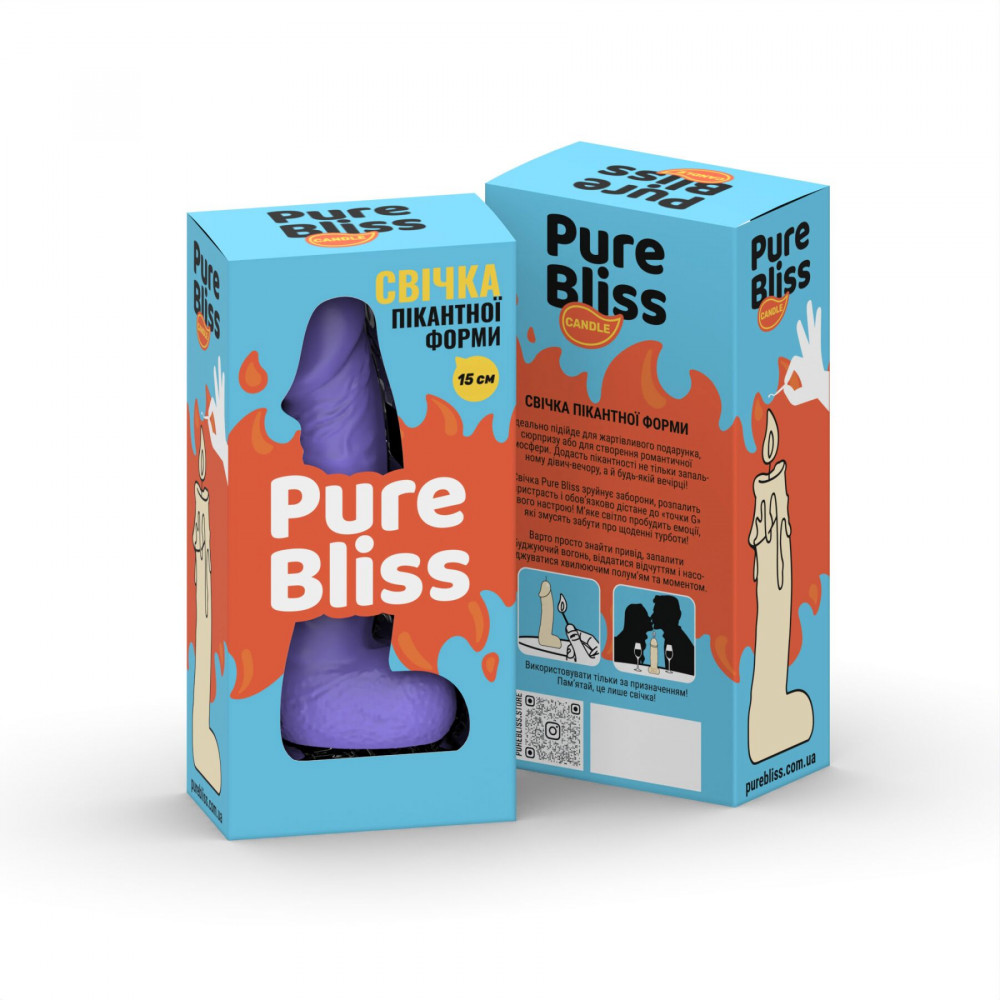 Секс приколы, Секс-игры, Подарки, Интимные украшения - Свеча в виде члена Pure Bliss MINI Violet 15 см 6