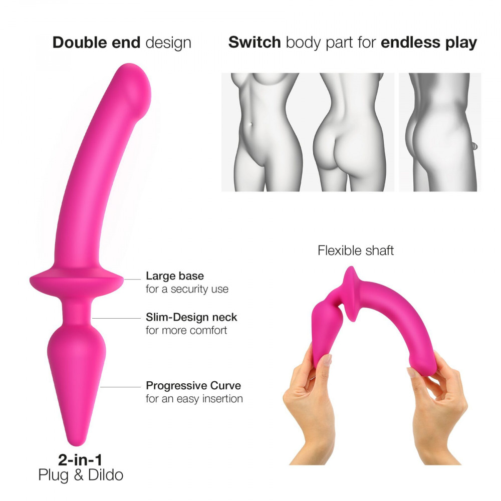 Секс игрушки - Анальная пробка с дилдо Strap-On-Me SWITCH PLUG-IN SEMI-REALISTIC DILDO FUCHSIA - L (мятая упаковка) 5