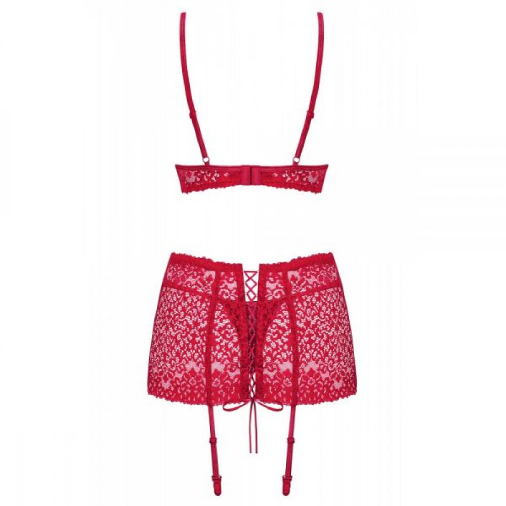 Эротические комплекты - Комплект Obsessive Lividia 3 pcs set red S/M 3