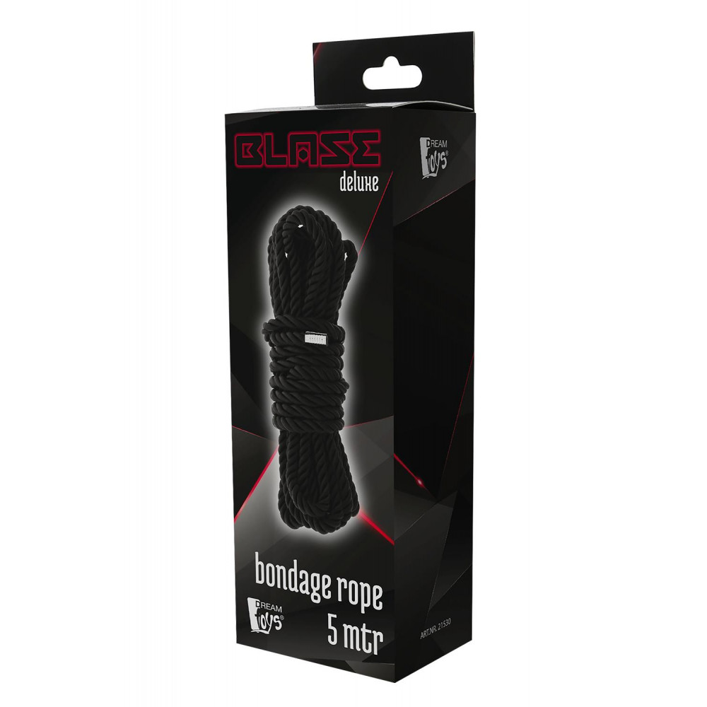 Наручники, веревки, бондажы, поножи - Веревка для бондажа BLAZE DELUXE BONDAGE ROPE 5M BLACK 3