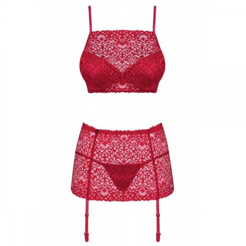 Эротические комплекты - Комплект Obsessive Lividia 3 pcs set red S/M 2