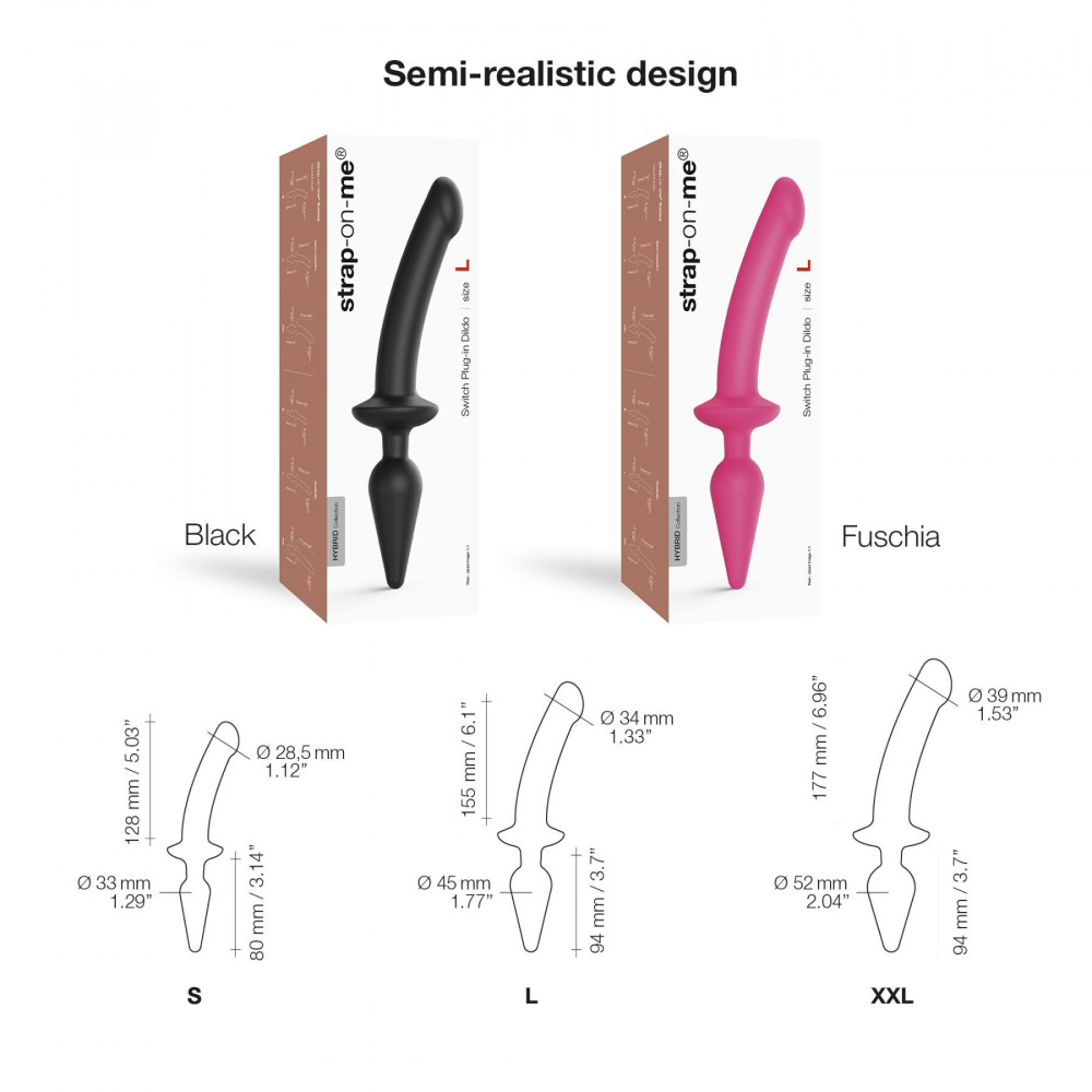 Секс игрушки - Анальная пробка с дилдо Strap-On-Me SWITCH PLUG-IN SEMI-REALISTIC DILDO FUCHSIA - L (мятая упаковка) 4