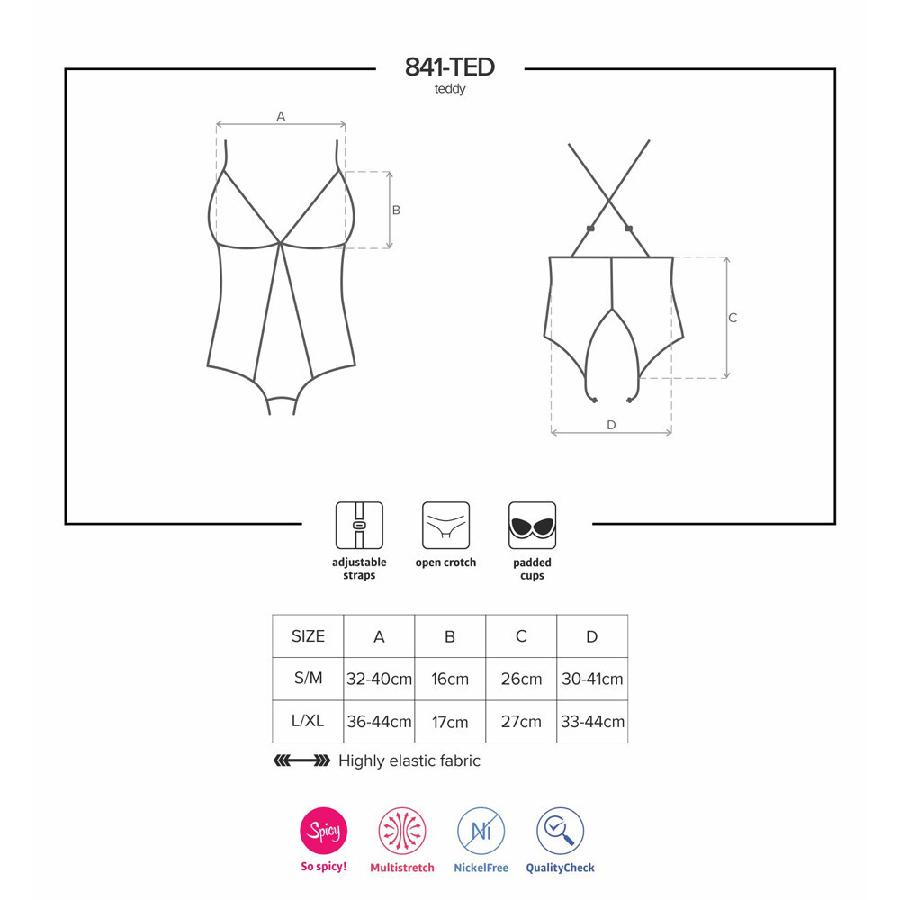 Эротическое белье - Боди Obsessive 841-TED-1 body S/M 2
