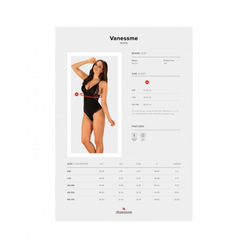 Эротическое белье - Боди Obsessive Vanessme body S/M 3