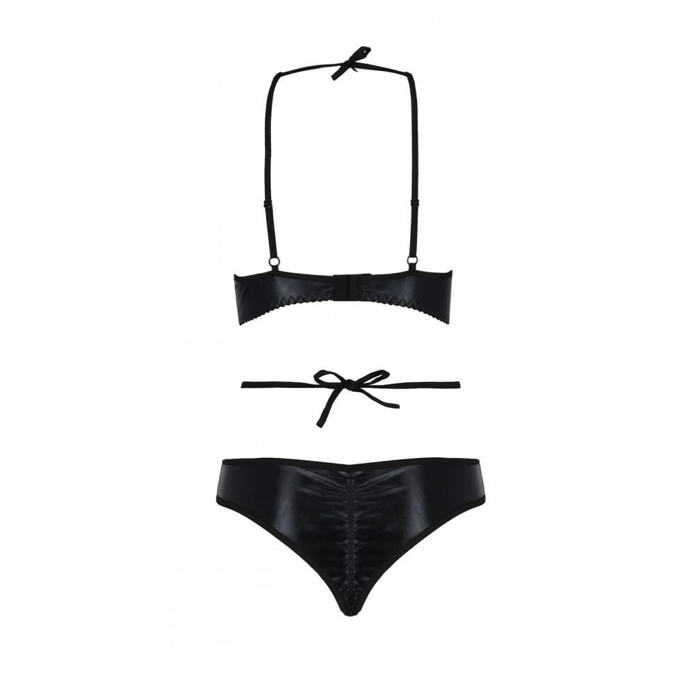 Эротические комплекты - Комплект белья с декоративными эллементами NAVEL SET black S/M - Passion 1