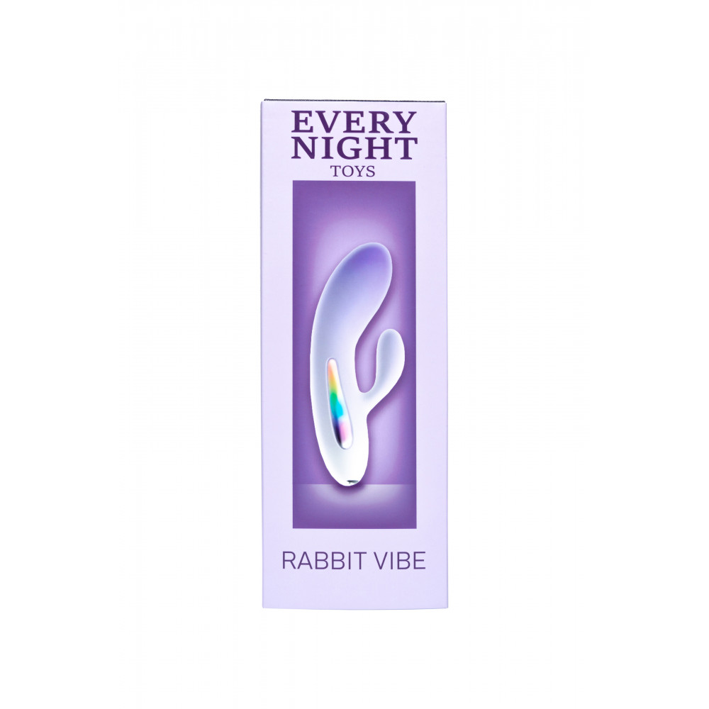 Секс игрушки - Мини вибратор кролик с цветным светодиодом Every Night Toys, 7 режимов вибрации, сиреневый градиент 5
