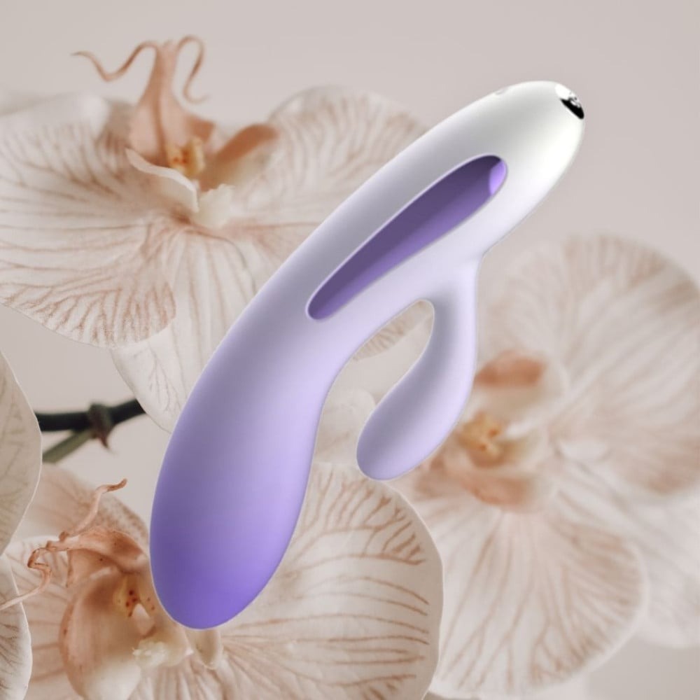 Секс игрушки - Мини вибратор кролик с цветным светодиодом Every Night Toys, 7 режимов вибрации, сиреневый градиент 3