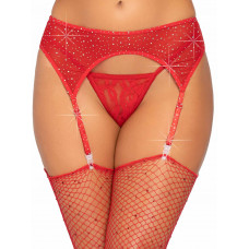 Пояс для чулок One Size Leg Avenue Roxy Rhinestone, со стразами, красный