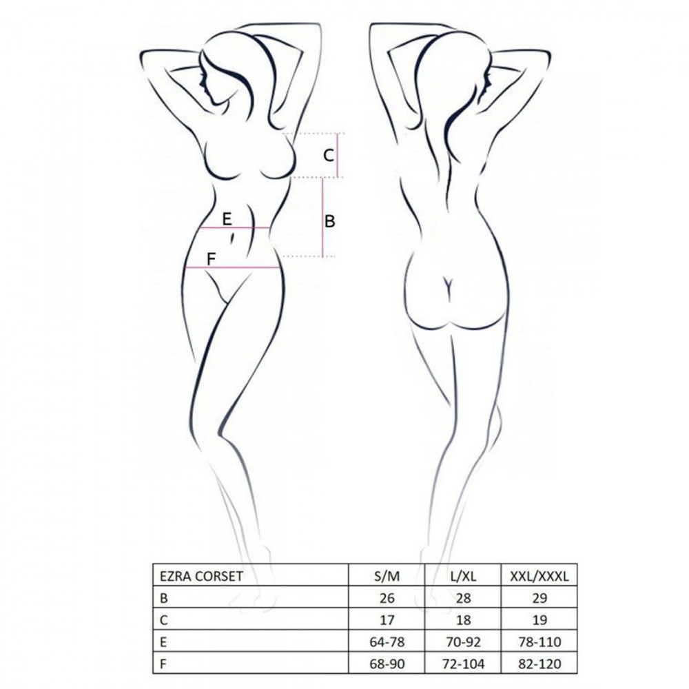 Эротические корсеты - Корсет с декольте ERZA CORSET black L/XL - Passion, пажи, трусики, полупрозрачный 1