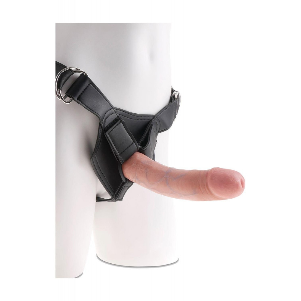 Секс игрушки - Ременная черная сбруя Pipedream King Cock Strap-On Harness с реалистичным фаллоимитатором, 20 см