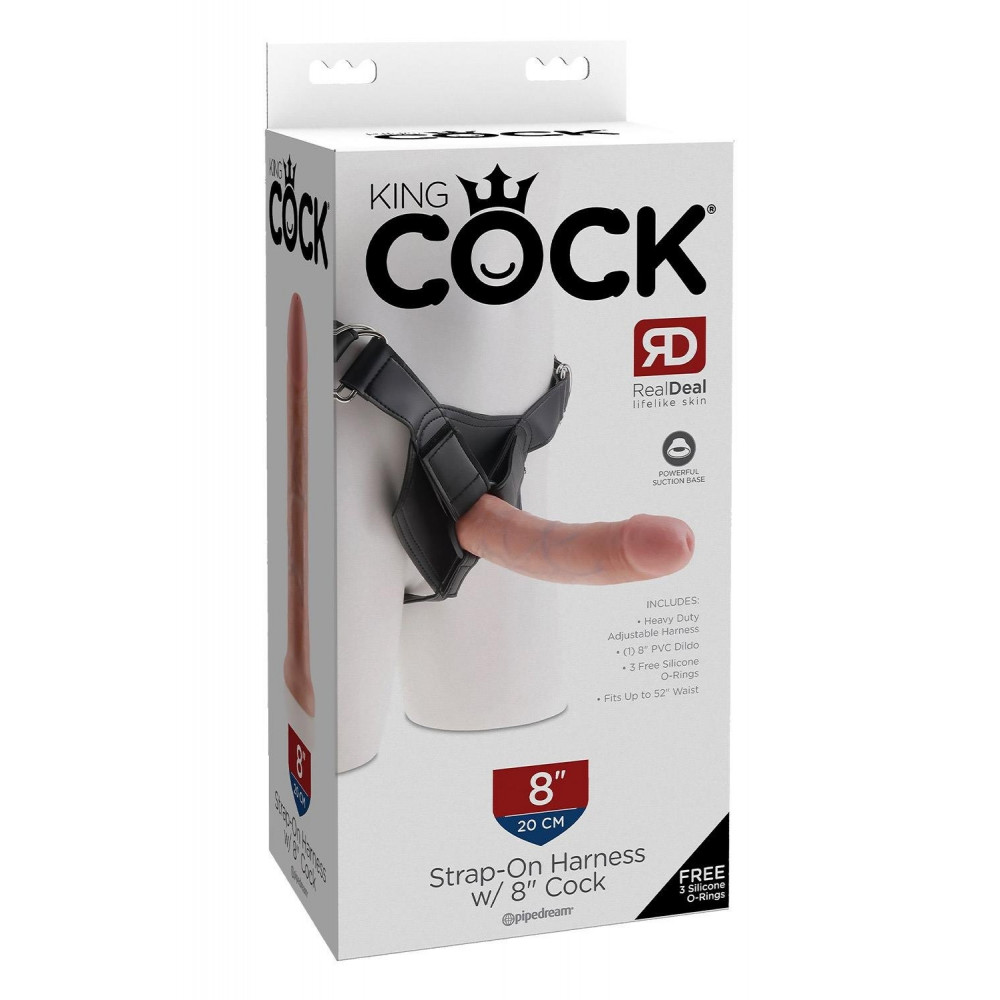 Секс игрушки - Ременная черная сбруя Pipedream King Cock Strap-On Harness с реалистичным фаллоимитатором, 20 см 6