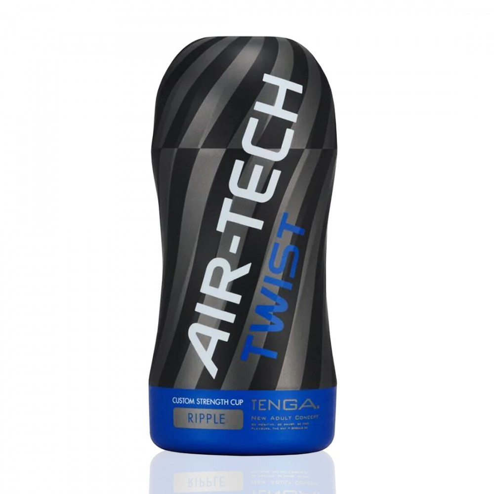 Другие мастурбаторы - Мастурбатор Tenga Air-Tech Twist Ripple Blue с изменяемой тугостью обхвата, эффект глубокого минета