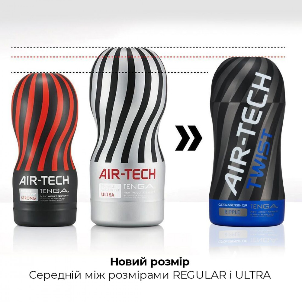 Другие мастурбаторы - Мастурбатор Tenga Air-Tech Twist Ripple Blue с изменяемой тугостью обхвата, эффект глубокого минета 3