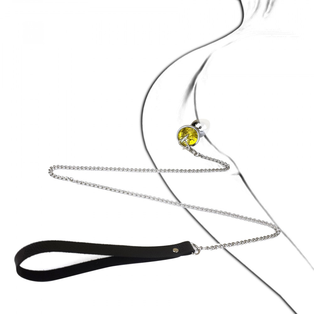 Анальная пробка - Металлическая анальная пробка Art of Sex Metal Anal Plug with Leash size S с поводком 3