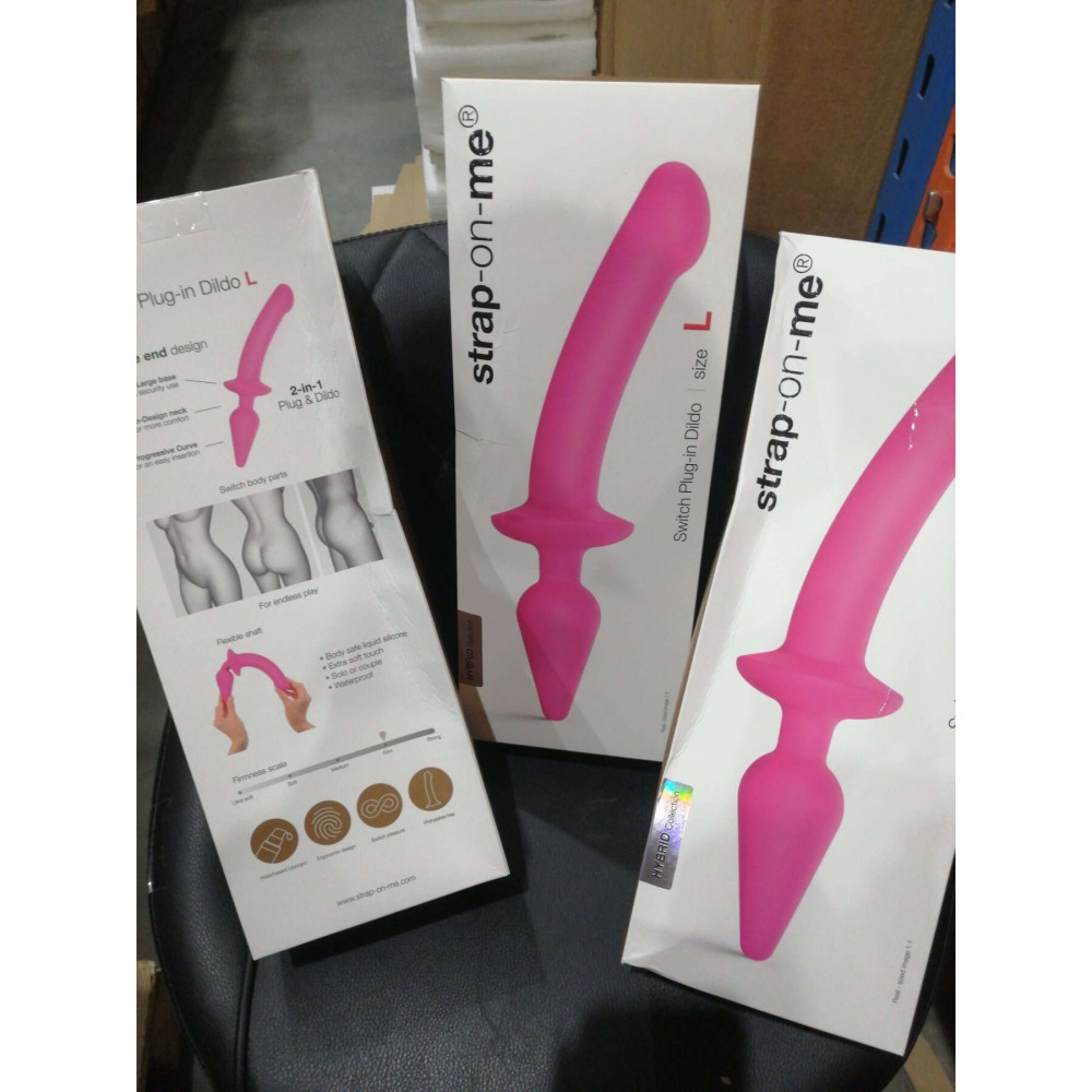 Секс игрушки - Анальная пробка с дилдо Strap-On-Me SWITCH PLUG-IN SEMI-REALISTIC DILDO FUCHSIA - L (мятая упаковка) 6