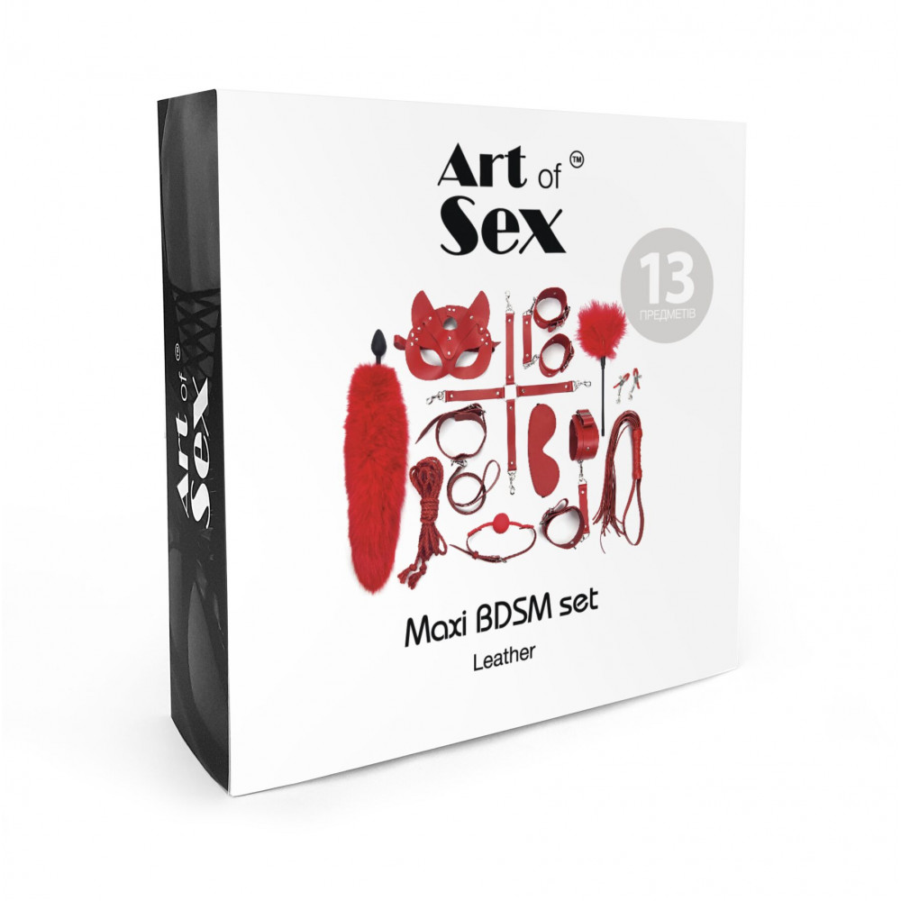 Наборы для БДСМ - Набор Art of Sex - Maxi BDSM Set Leather, 13 предметов, натуральная кожа, Черный 1
