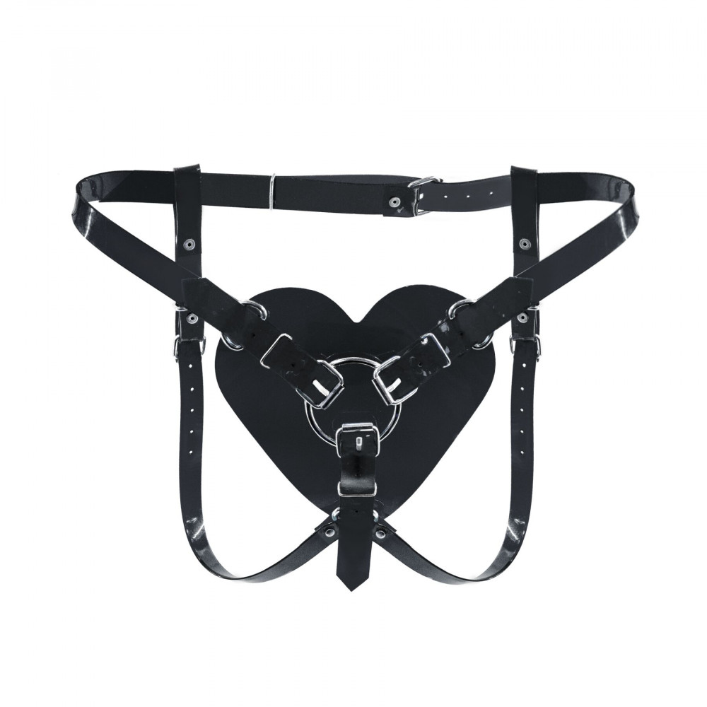 Трусики для страпонов - Трусики Сердце для страпона Feral Feelings - Hearts Strap-on Belt Black
